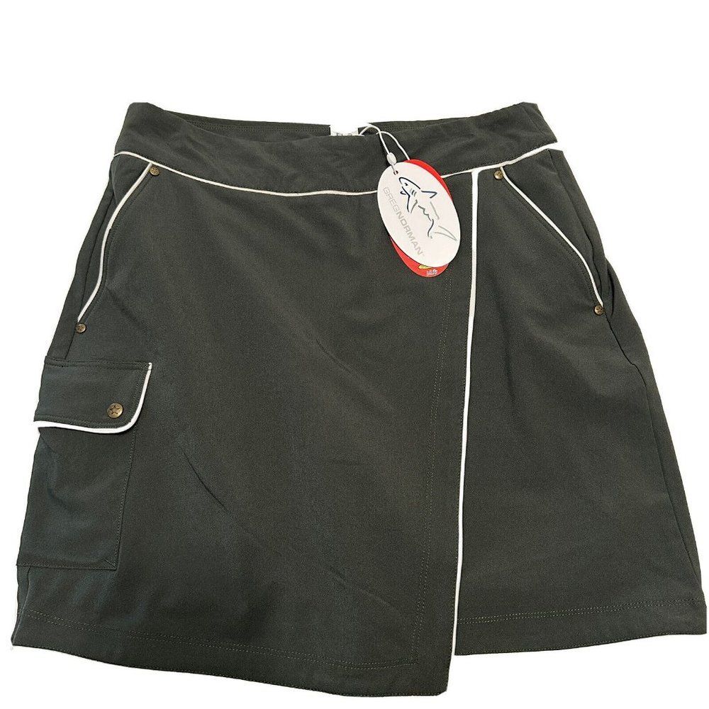 NWT Greg Norman Ladies 2 Tennis Golf Pickleball skort stretch pull on Green $80